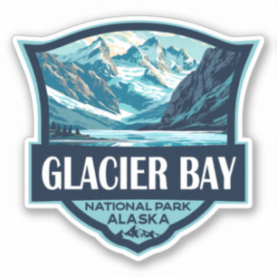 Glacier Bay National Park Illustration Retro Aufkleber