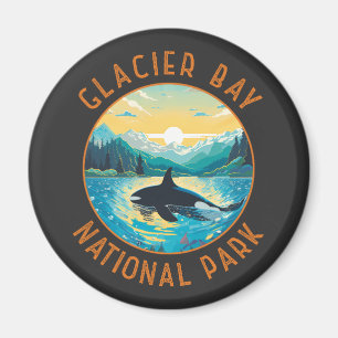 Glacier Bay National Park Orca Distressed Circle Magnet
