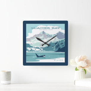 Glacier Bay National Park   Orca Quadratische Wanduhr