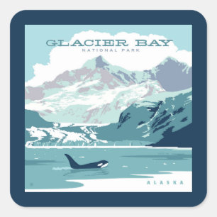 Glacier Bay National Park   Orca Quadratischer Aufkleber