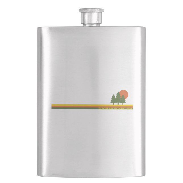 Glacier Bay National Park Pine Trees Sun Flachmann (Vorderseite)