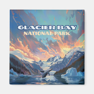 Glacier Bay Nationalpark Alaska Wal Vintage Magnet