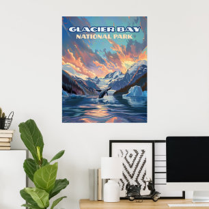 Glacier Bay Nationalpark Alaska Wal Vintage Poster