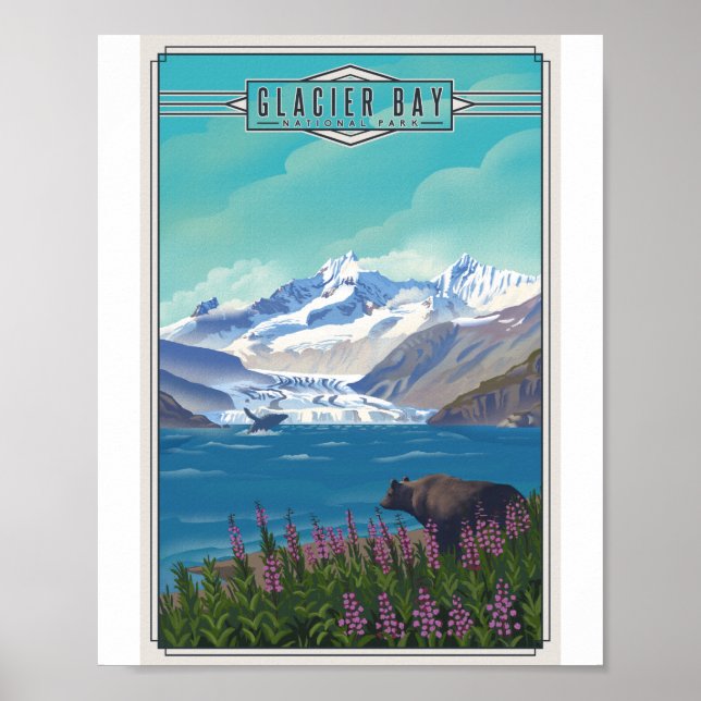 Glacier Bay Nationalpark Litho Artwork Poster (Vorne)