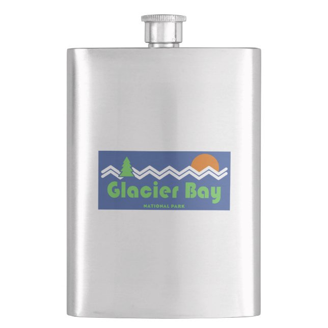 Glacier Bay Nationalpark Retro Flachmann (Vorderseite)