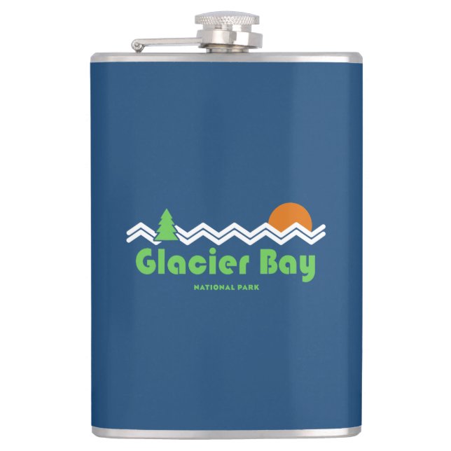 Glacier Bay Nationalpark Retro Flachmann (Vorderseite)
