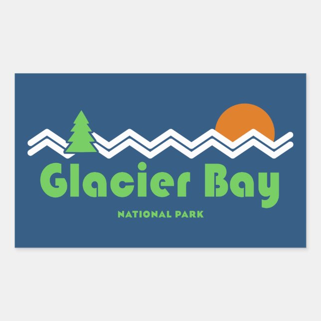 Glacier Bay Nationalpark Retro Rechteckiger Aufkleber (Vorderseite)