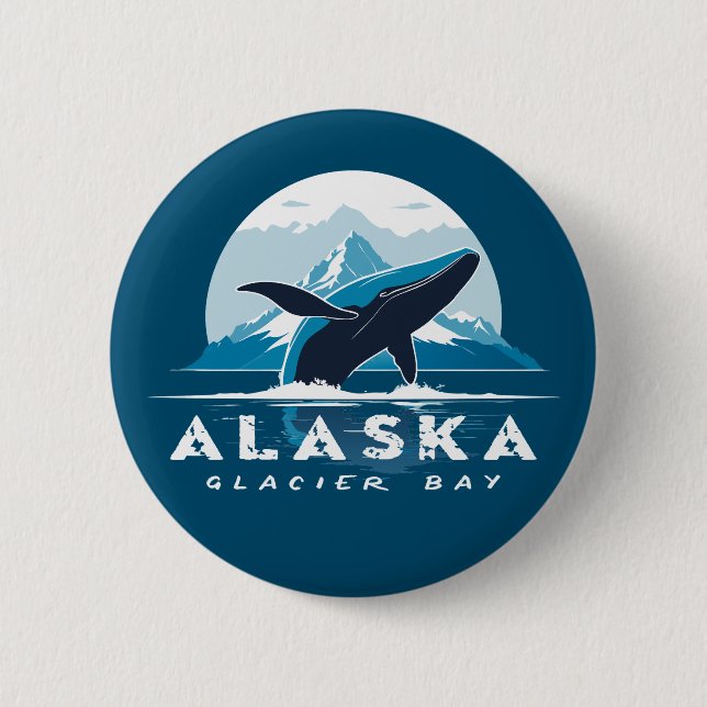 Glacier Bay Whale - Alaska Button (Vorderseite)