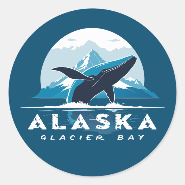 Glacier Bay Whale - Alaska Runder Aufkleber (Vorderseite)