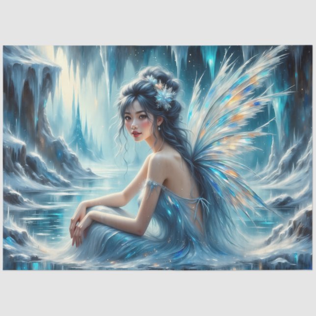 Glacier Bloom Ice Fairy Winter Fantasy Decoupage  Seidenpapier (Vorderseite)