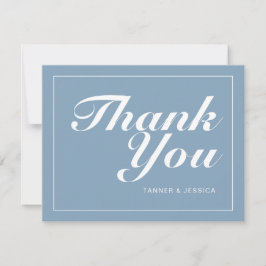 Glacier Blue & White Moderne Minimalistische Hochz Dankeskarte