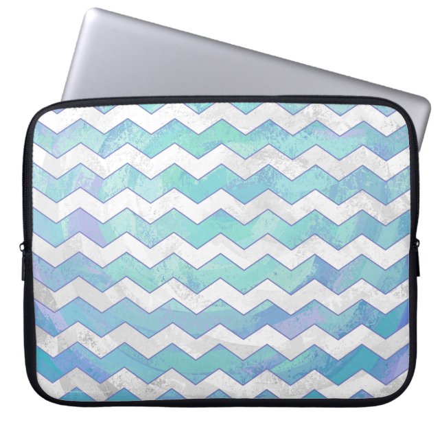 Glacier Blue Zickzack Pattern Laptopschutzhülle (Vorderseite)