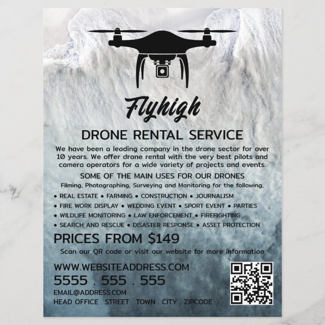 Glacier Drone Silhouette, Drone Rental Company Flyer (Vorne)