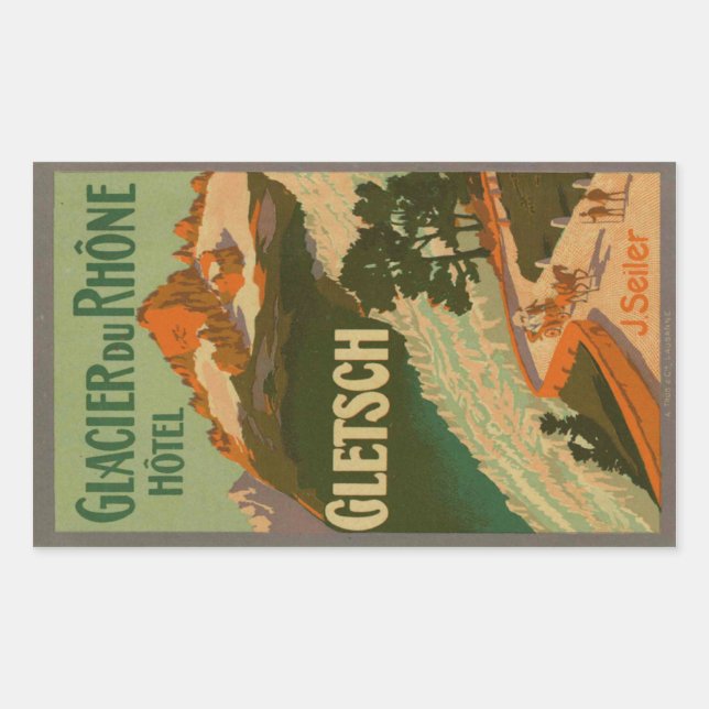 Glacier du Rhône Hotel Rechteckiger Aufkleber (Vorderseite)