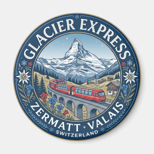 Glacier Express Route Schweiz Magnet (Vorne)