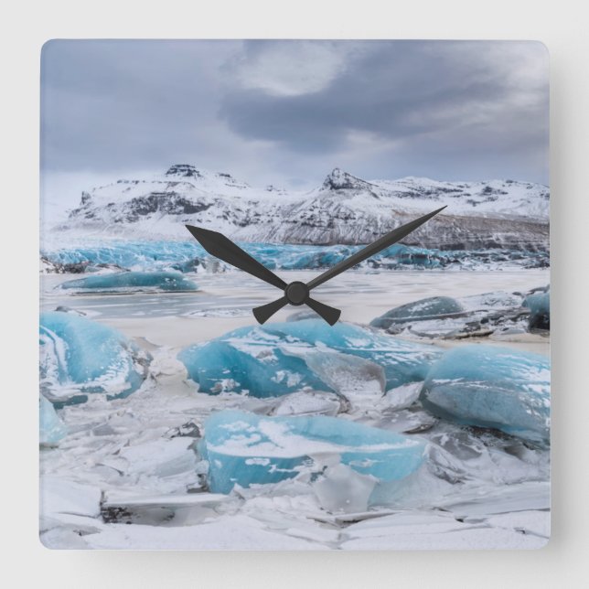 Glacier Ice landschaft, Island Quadratische Wanduhr (Vorderseite)