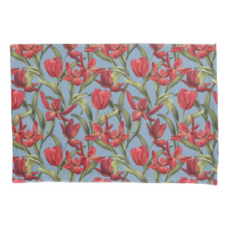 Glacier Lake Hintergrund mit Red Tulips Pillow Cas Kissenbezug