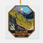 Glacier National Park Auf dem Weg zur Sun Road Keramikornament<br><div class="desc">Glacier Park Vektorgrafik Design. Der Park ist ein Wildnisgebiet im Montana's Rocky Mountains,  mit Gletscherspitzen und Tälern,  die bis zur kanadischen Grenze laufen.</div>