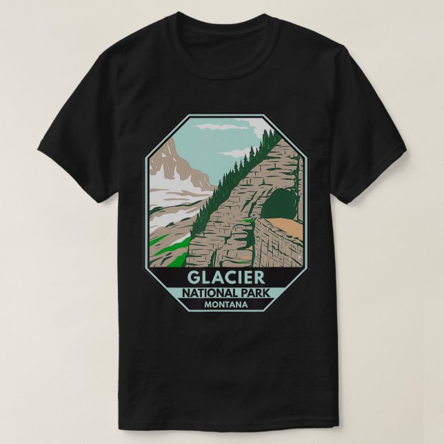 Glacier National Park Auf dem Weg zur Sun Road Mon T-Shirt (Design vorne)