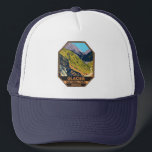 Glacier National Park Auf dem Weg zur Sun Road  Truckerkappe<br><div class="desc">Glacier Park Vektorgrafik Design. Der Park ist ein Wildnisgebiet im Montana's Rocky Mountains,  mit Gletscherspitzen und Tälern,  die bis zur kanadischen Grenze laufen.</div>