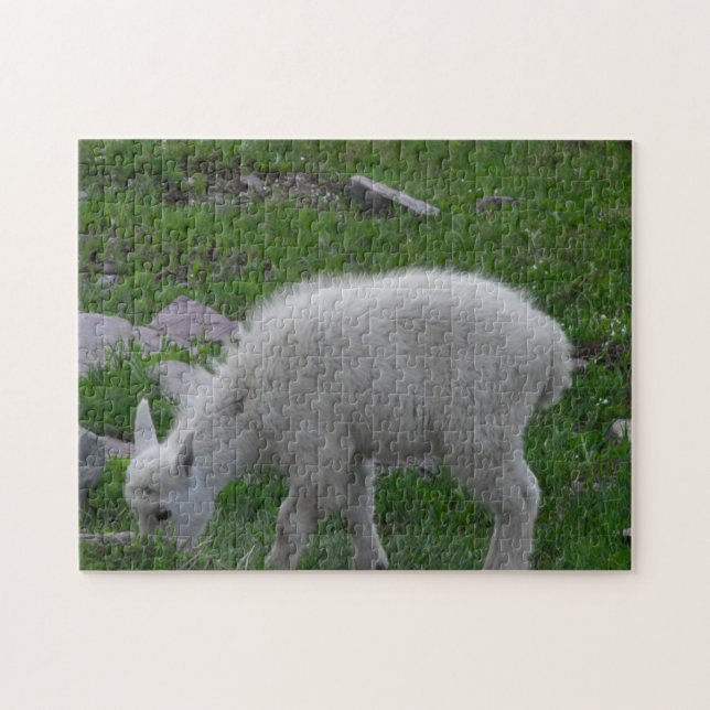 Glacier National Park Baby Mountain Goat Foto Puzzle (Horizontal)