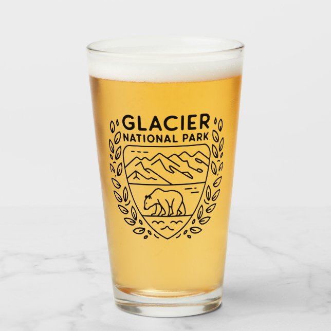 Glacier National Park Bear Emblem Glas (Vorne (Gefüllt))