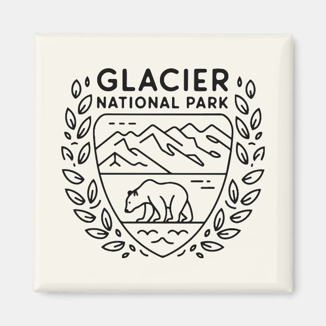 Glacier National Park Bear Emblem Magnet (Vorne)