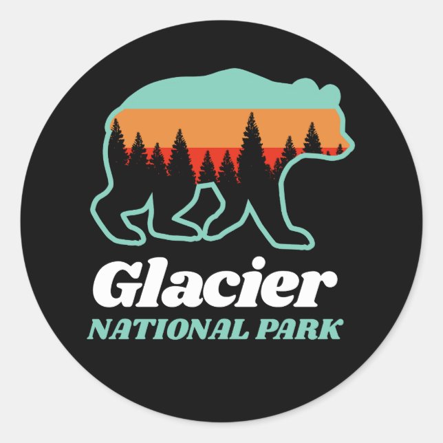 Glacier National Park Bear Wandern Camping Geschen Runder Aufkleber (Vorderseite)
