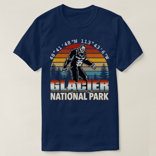Glacier National Park Bigfoot mit GPS Standort 1 T-Shirt (Design vorne)