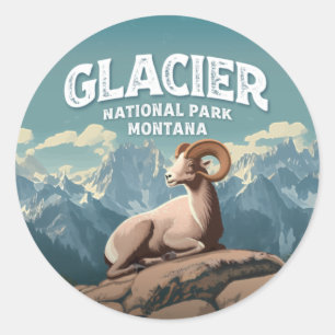 Glacier National Park Bighorn Sheep Runder Aufkleber