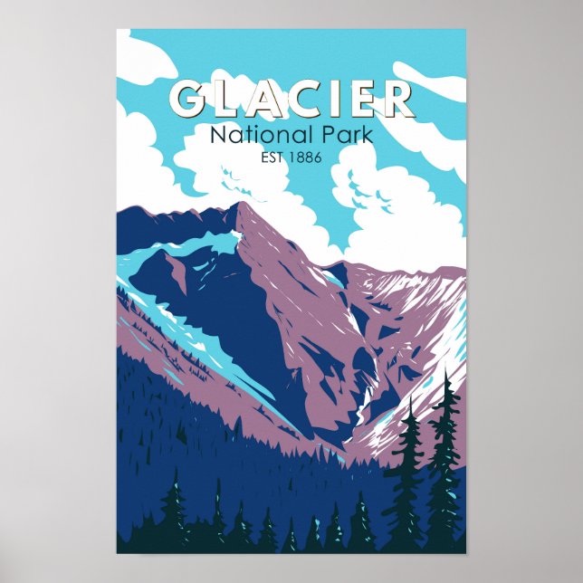 Glacier National Park Canada Travel Art Vintag Poster (Vorne)