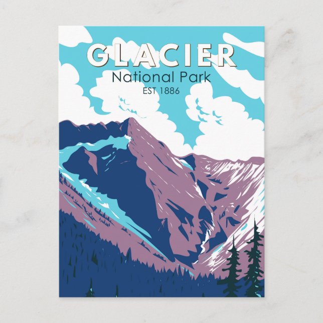 Glacier National Park Canada Travel Art Vintag Postkarte (Vorderseite)