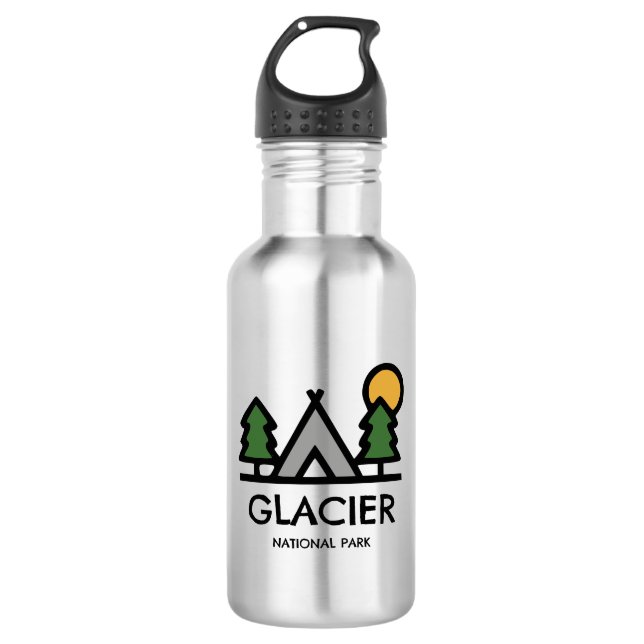 Glacier National Park Edelstahlflasche (Vorderseite)