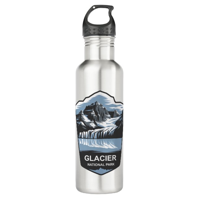 Glacier National Park Emblem Edelstahlflasche (Vorderseite)