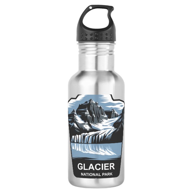 Glacier National Park Emblem Edelstahlflasche (Vorderseite)