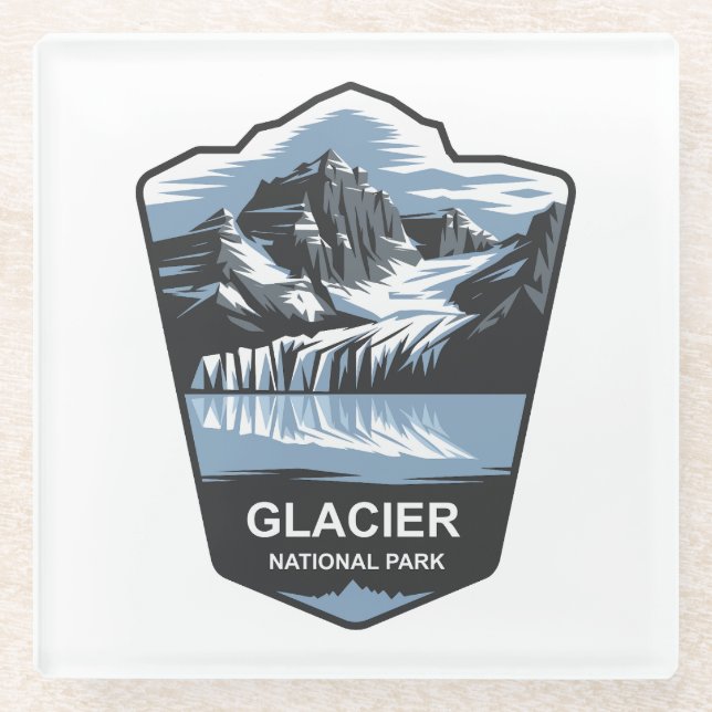 Glacier National Park Emblem Glasuntersetzer (Vorderseite)