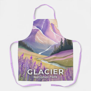 Glacier National Park Frühlings-Lavendel-Aquarel Schürze