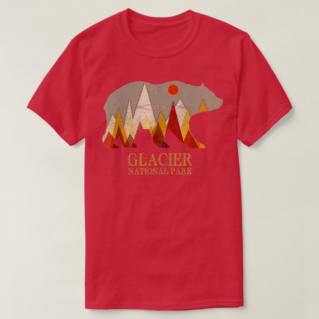 Glacier National Park Grizzly Bär Montana T-Shirt (Design vorne)