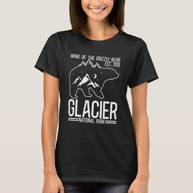 Glacier National Park Grizzly Bear Hiking Vacation T-Shirt (Vorderseite)