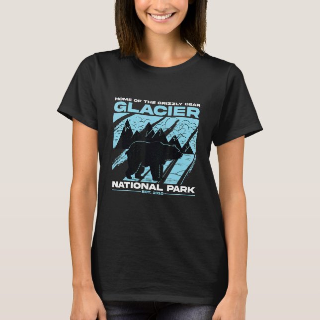 Glacier National Park Grizzly Bear Hiking Vacation T-Shirt (Vorderseite)