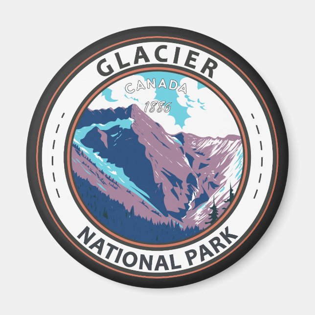 Glacier National Park Kanada Vintages Abzeichen Magnet (Vorne)