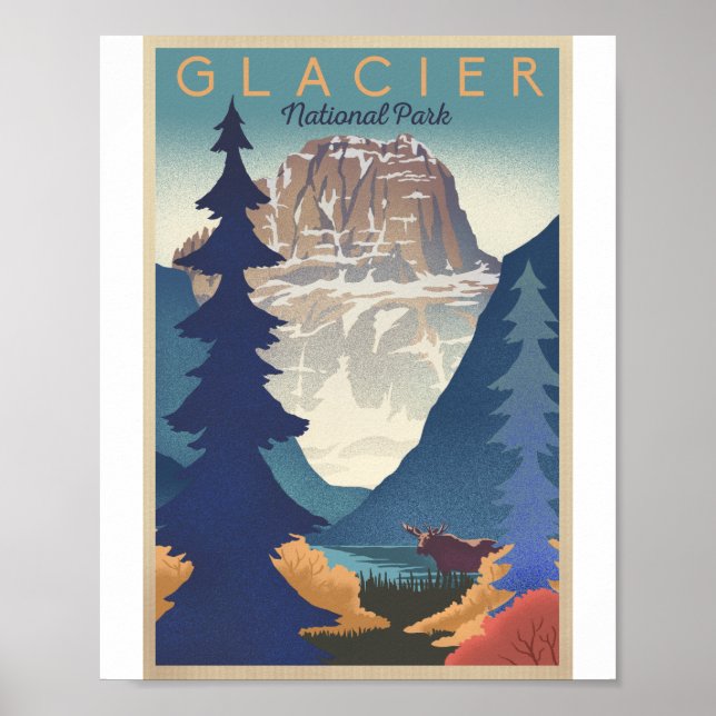 Glacier National Park Litho Artwork Poster (Vorne)