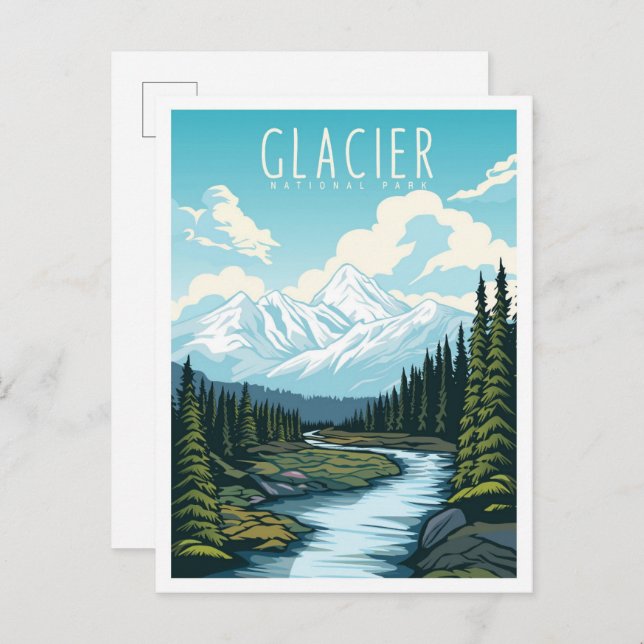Glacier National Park Montana USA Travel Postkarte (Vorne/Hinten)