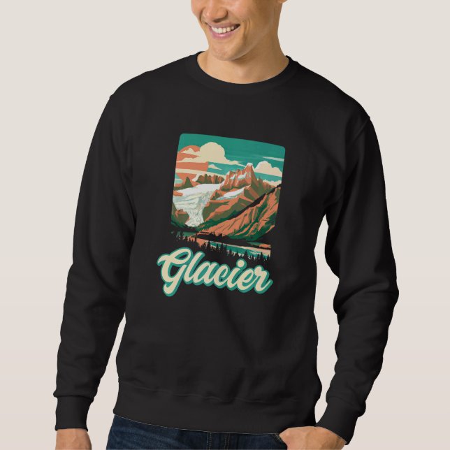 Glacier National Park Montana Vintage Poster Style Sweatshirt (Vorderseite)