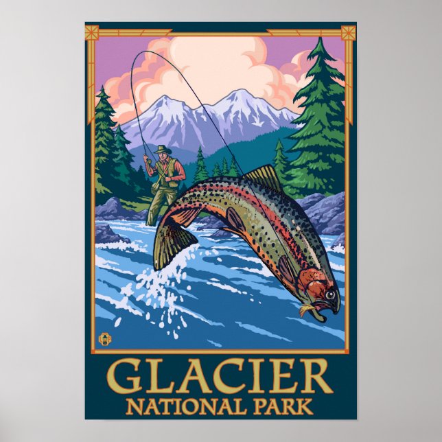 Glacier National Park, MontanaFly Fisherman # Poster (Vorne)