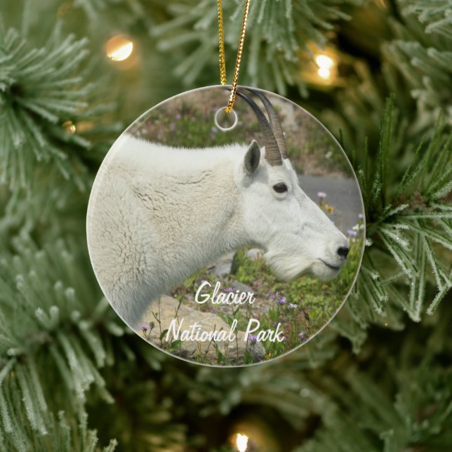 Glacier National Park Mountain Goat Foto Keramik Ornament (Baum)