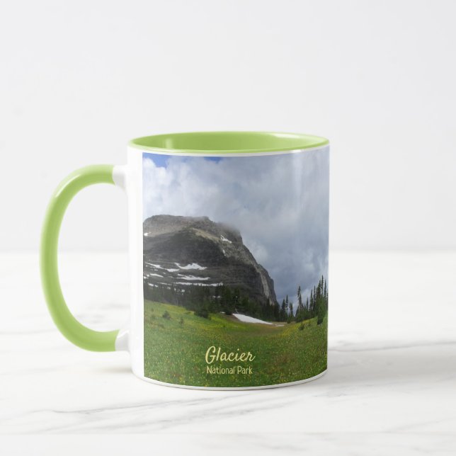 Glacier National Park Mountain Meadow Foto Tasse (Links)