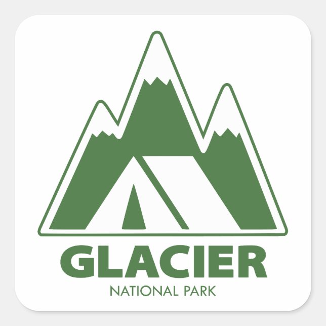 Glacier National Park Mountains Camping Quadratischer Aufkleber (Vorderseite)