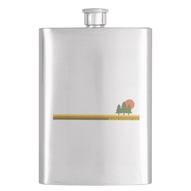 Glacier National Park Pine Trees Sun Flachmann (Vorderseite)