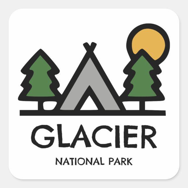 Glacier National Park Quadratischer Aufkleber (Vorderseite)
